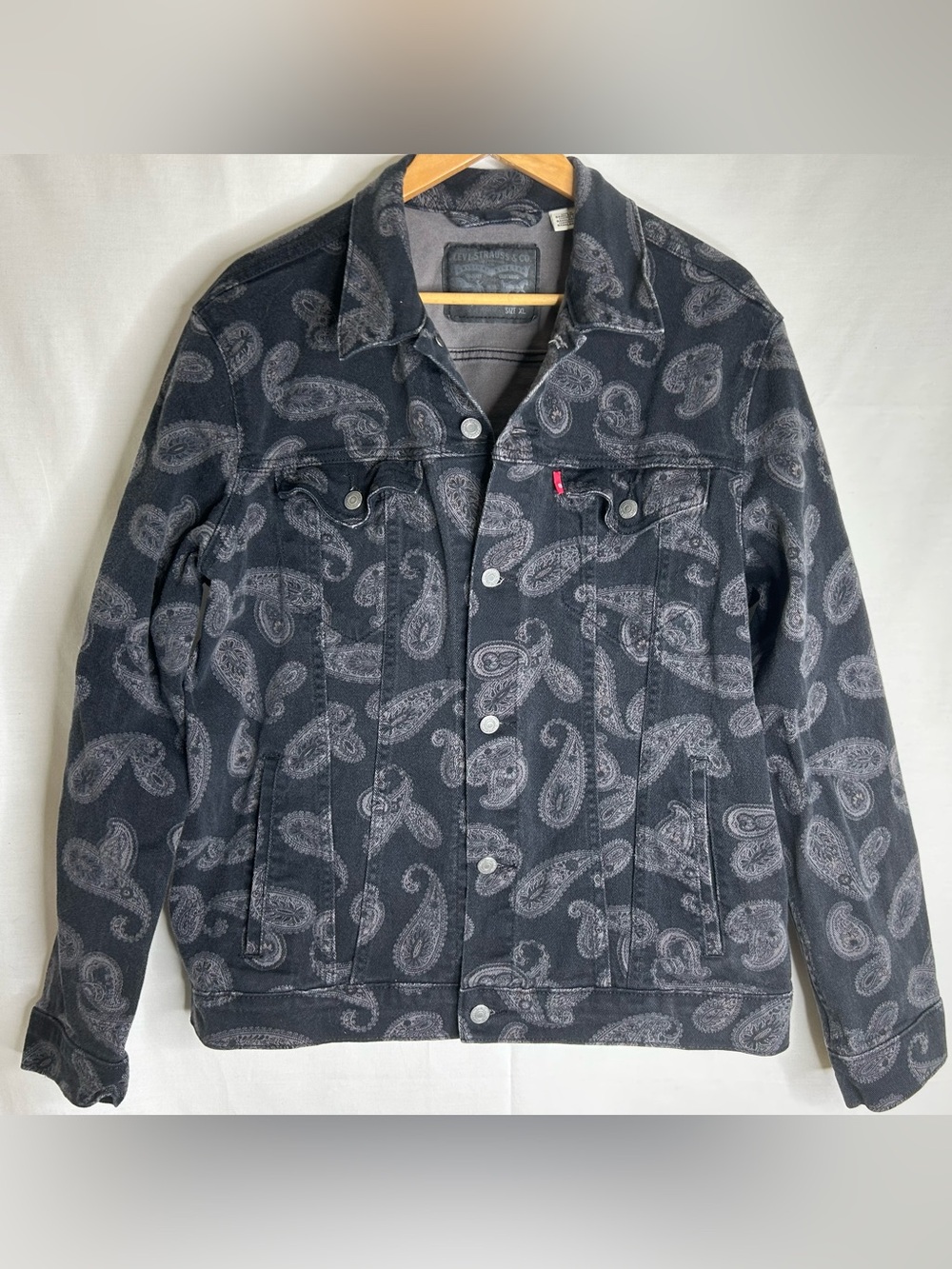 Levi’s Black Paisley Denim Jacket - Men's Trucker Style Size XL